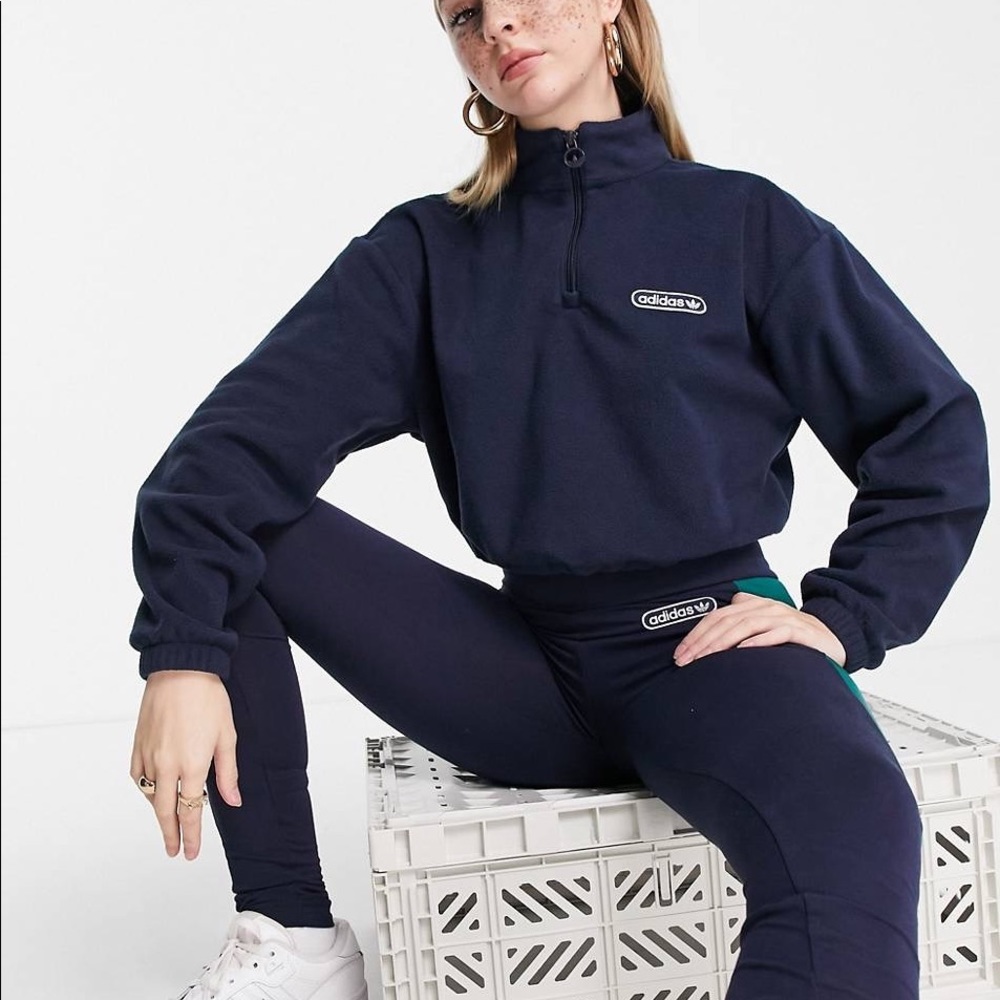 ADIDAS RETRO LUXURY 1/4 ZIP CROPPED SWEATER without tag
